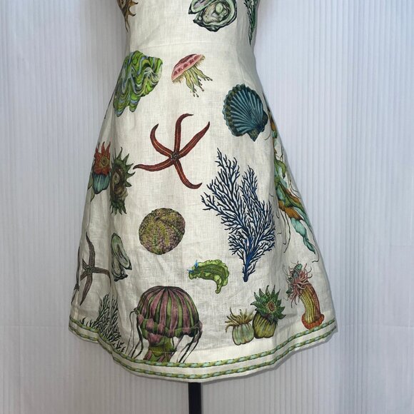 Alemais Sea Life Print Mini Dress - Cream - Picture 6 of 10